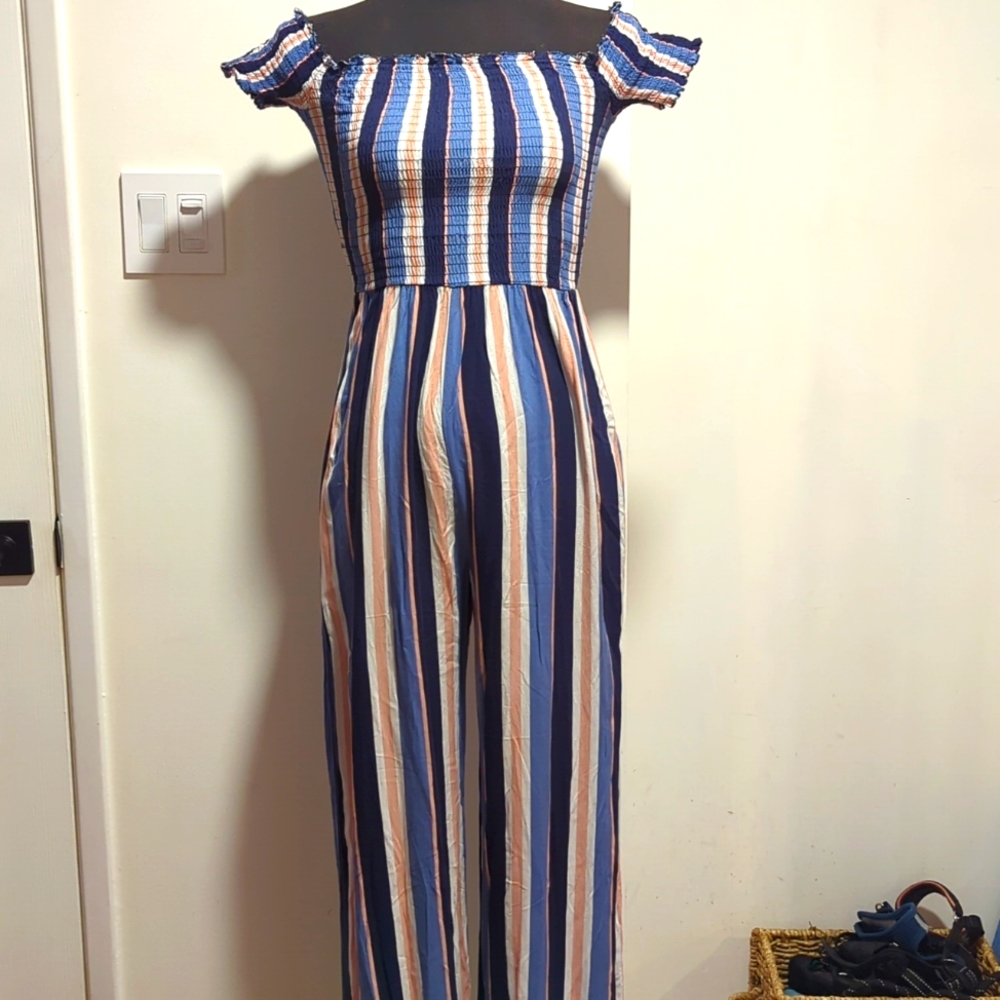Blue, white and pink one piece jumper